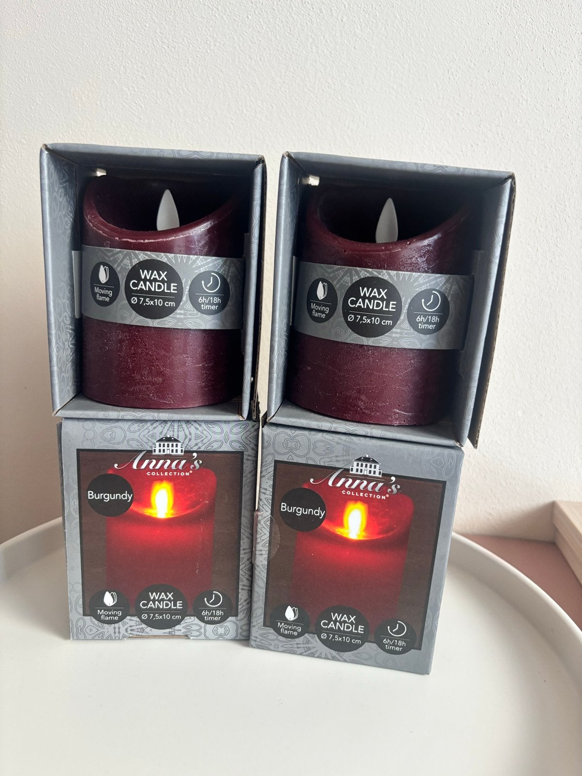 Nieuwe LED kaarsen burgundy met bewegende vlam en timer, Huis en Inrichting, Woonaccessoires | Kandelaars en Kaarsen, Nieuw, Kaars