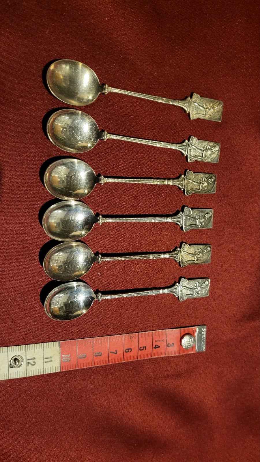 Set van 6 antieke zilveren lepels met figuur, Ophalen of Verzenden