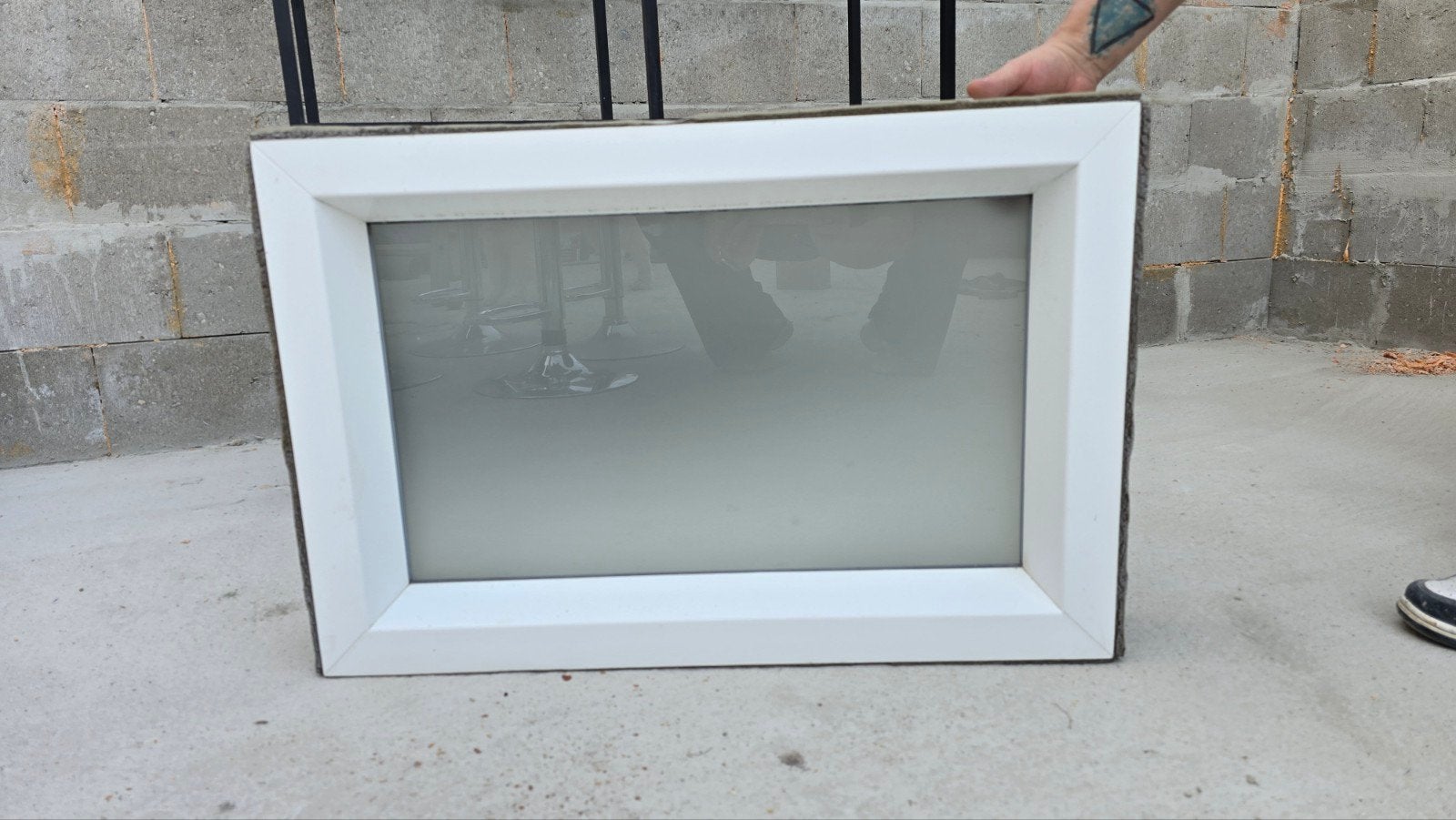 kunststof kozijn met melkglas dubbelglas, Doe-het-zelf en Verbouw, Ophalen, Kunststof, Raamkozijn