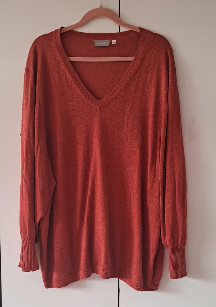 Rood, bruine soepel vallende glittertrui maat xxl, Verzenden, Zo goed als nieuw, Trui of Vest