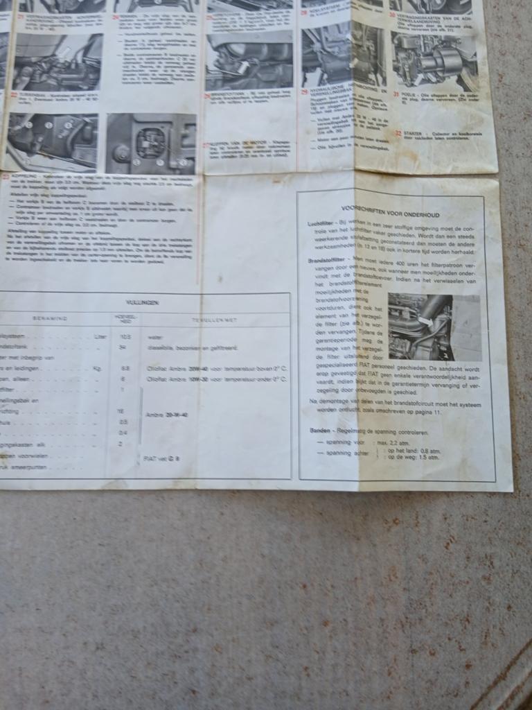 Fiat tractor 450 onderhoudsblad, Ophalen of Verzenden, Maandkalender