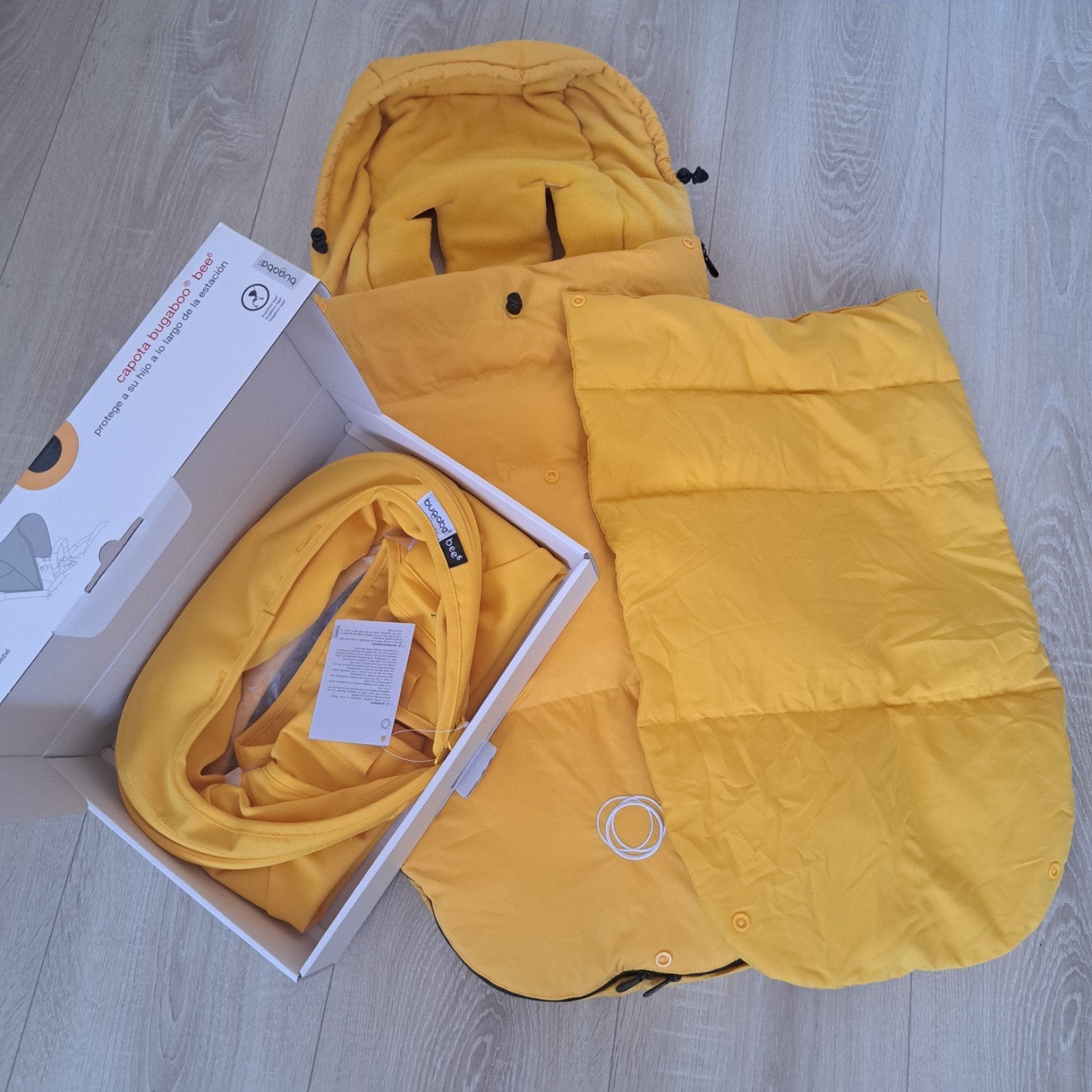 SET Bugaboo Bee bekleding - Lemon yellow, Kinderen en Baby's, Ophalen of Verzenden, Zo goed als nieuw, Voetenzak