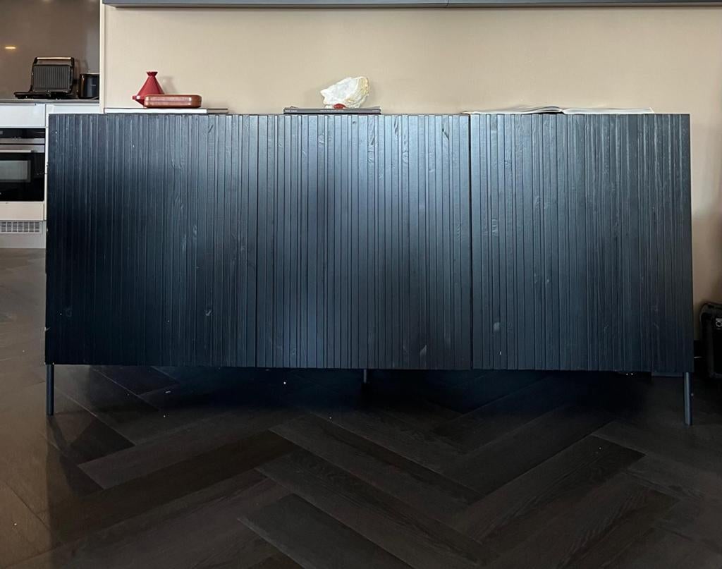 Dressoir Grenen Zwart, Huis en Inrichting, Kasten | Dressoirs, Nieuw, 200 cm of meer, 25 tot 50 cm, Met deur(en), Grenenhout, Ophalen