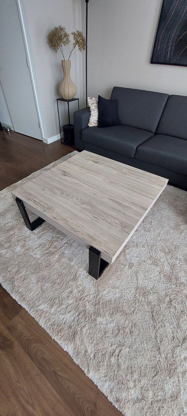 Vierkante salontafel Piet Klerkx 100x100x40 cm stalen poten, Ophalen