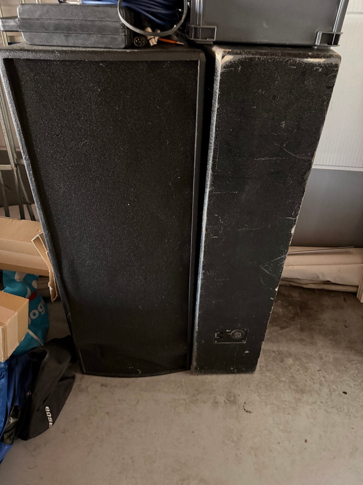 Grote zwarte speakerset - Gebruikt, Gebruikt, Speakerset, Geschikt voor surround/home cinema, Ophalen