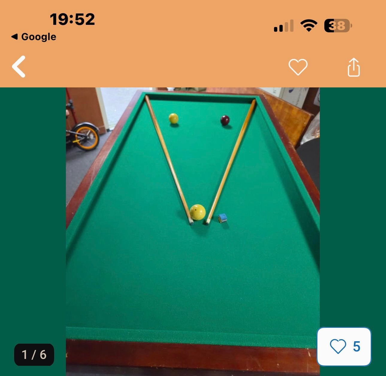 Tafel biljart, Ophalen of Verzenden, Gebruikt, Biljarttafel