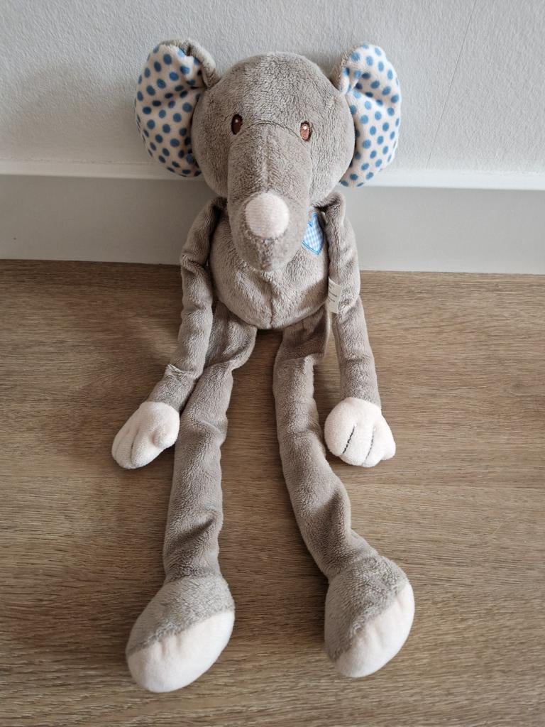 Knuffel olifant Evora Kruidvat grijs blauw hartje K7350, Kinderen en Baby's, Ophalen of Verzenden, Zo goed als nieuw, Olifant