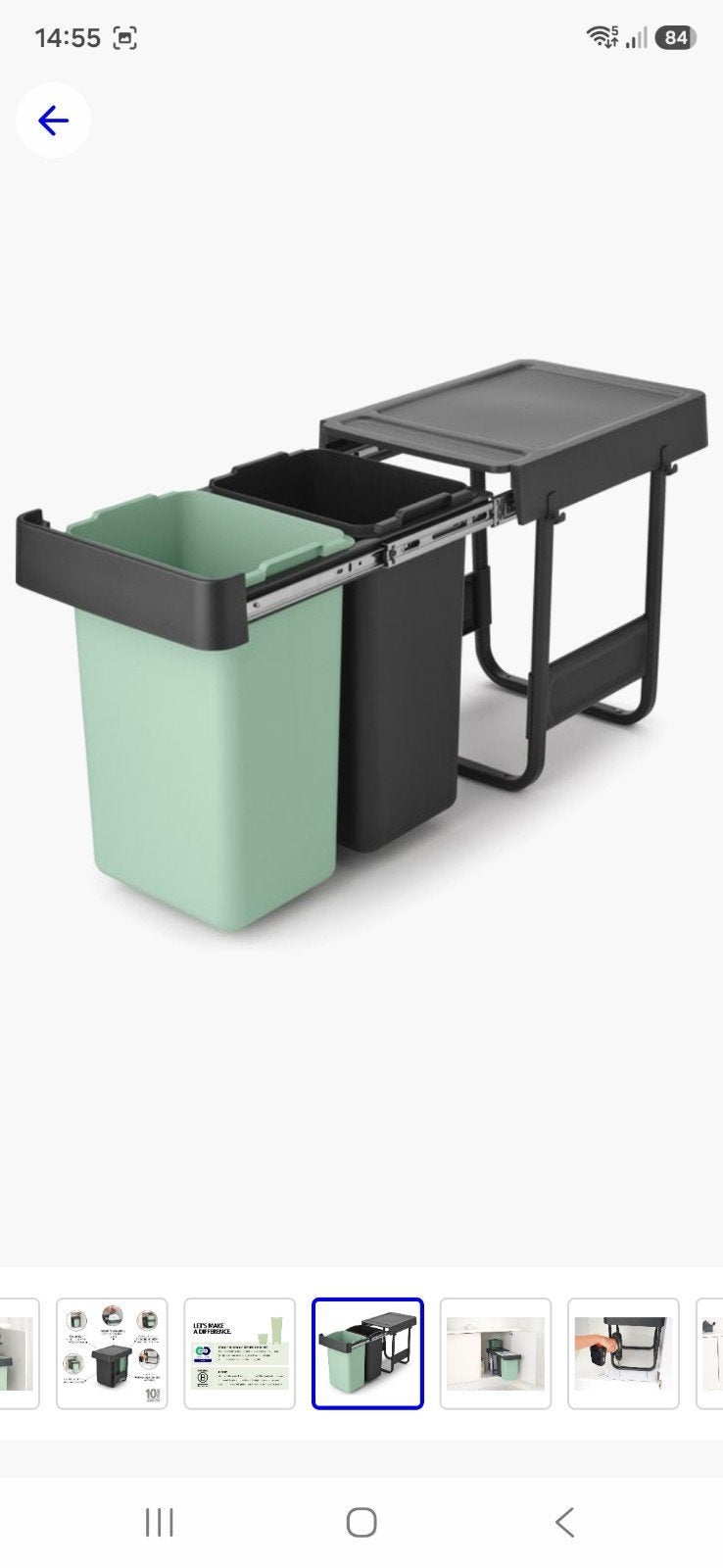 Brabantia inbouw prullenbak 2x 15 liter, Huis en Inrichting, Ophalen, Zo goed als nieuw, Kunststof