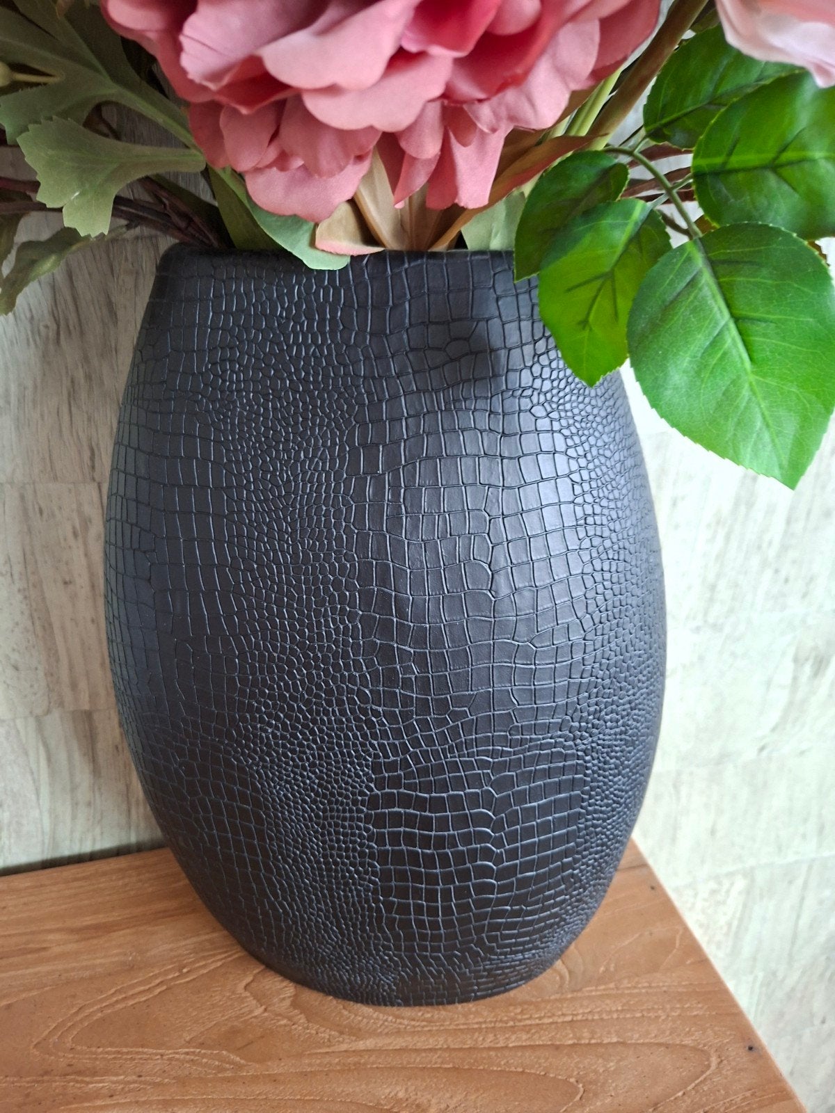 Light and Living Vaas Zwart met print Mambas 40 cm hoog, Overige materialen, Zwart, Ophalen of Verzenden, Zo goed als nieuw