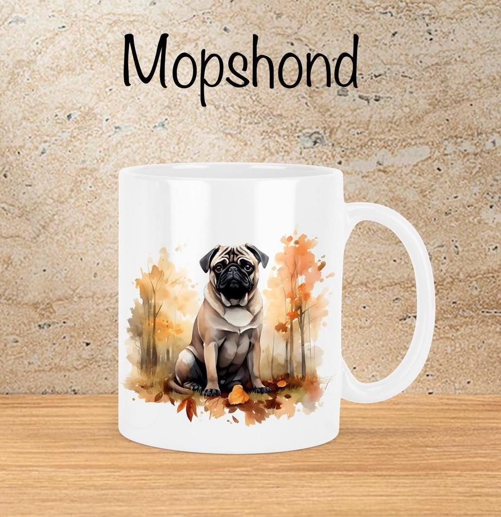Mopshond Herfstmok, Verzenden, Nieuw, Overige stijlen, Kop(pen) en/of Schotel(s)