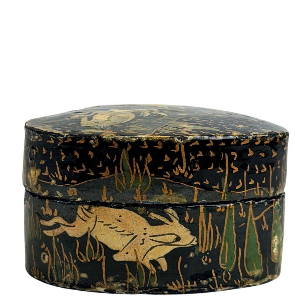 Kashmir papier-maché doos – hartvorm – ca. 1920, Antiek en Kunst, Overige herkomsten, Ophalen of Verzenden, Overige typen, Natuurlijk materiaal