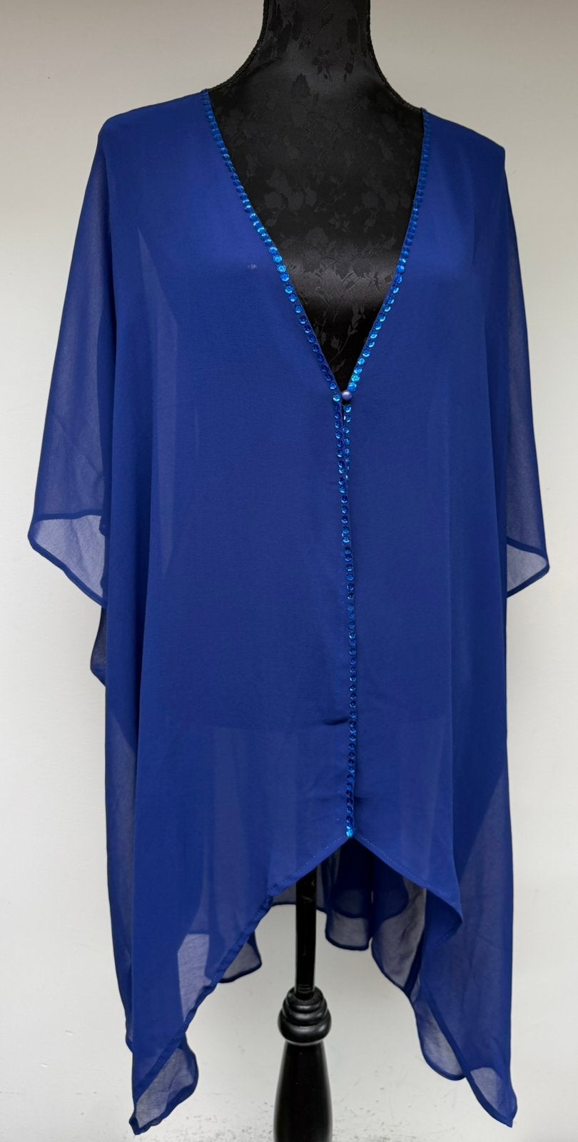 Superleuke koningsblauwe voile cardigan ULLA POPKEN 54/56, Kleding | Dames, Trui of Vest, Ulla Popken, Zo goed als nieuw, Verzenden