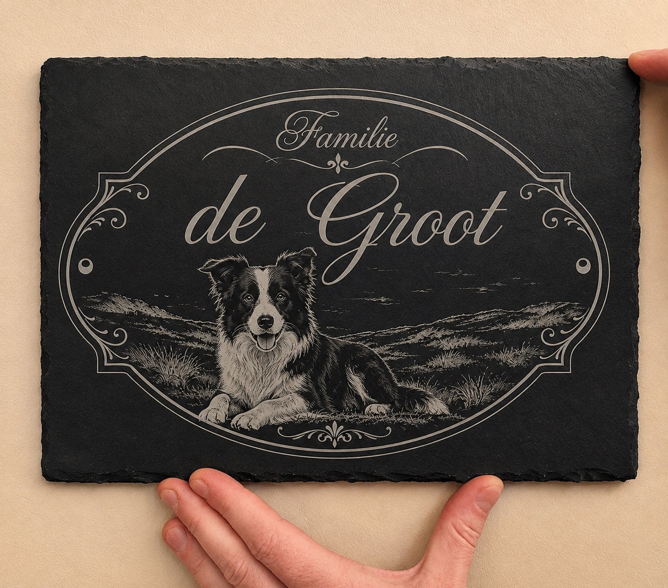 Gepersonaliseerd Leistenen Huisnummerbord met Gravering, Zwart, Nieuw, Ophalen of Verzenden, Modern