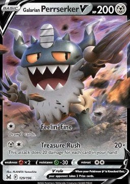 Galarian Perrserker V 129/196 – Lost Origin – NM, Ophalen of Verzenden, Nieuw, Losse kaart