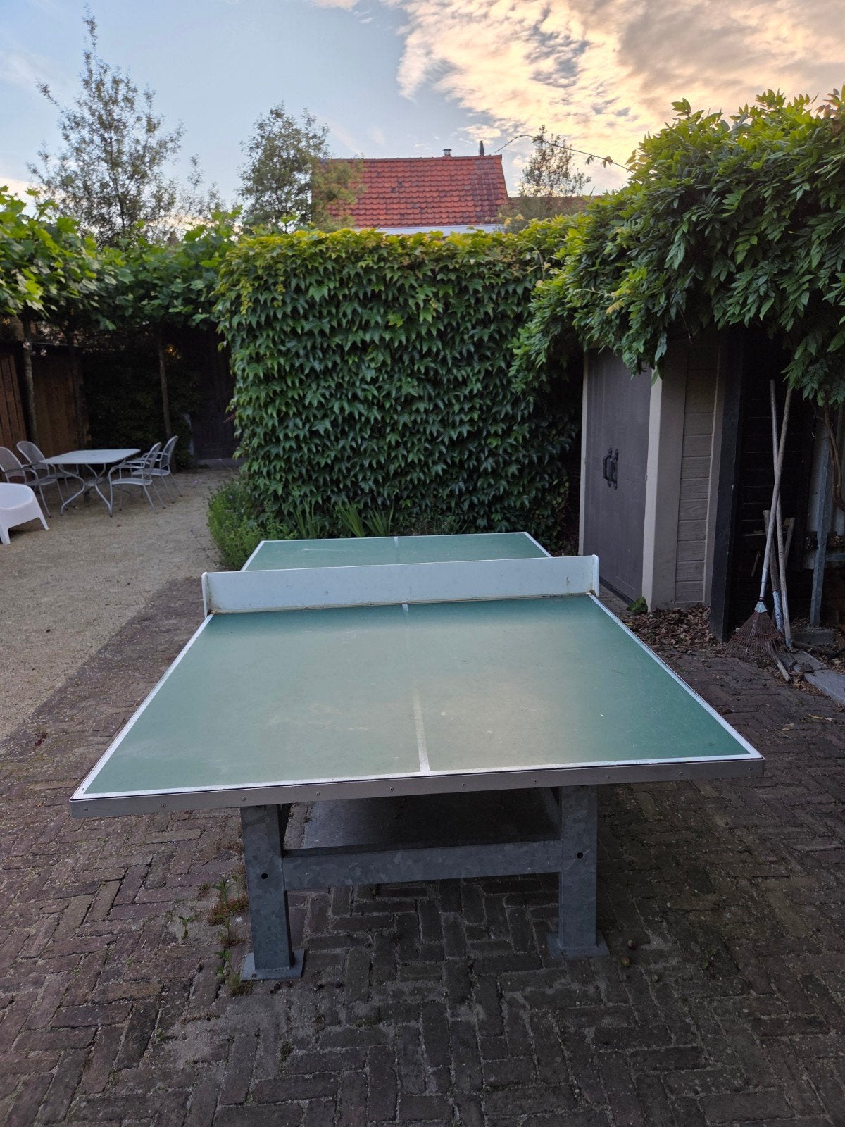 Hufterproof RVS Tafeltennistafel voor Buiten - Zwaar & Sterk, Ophalen, Gebruikt, Tafel Outdoor
