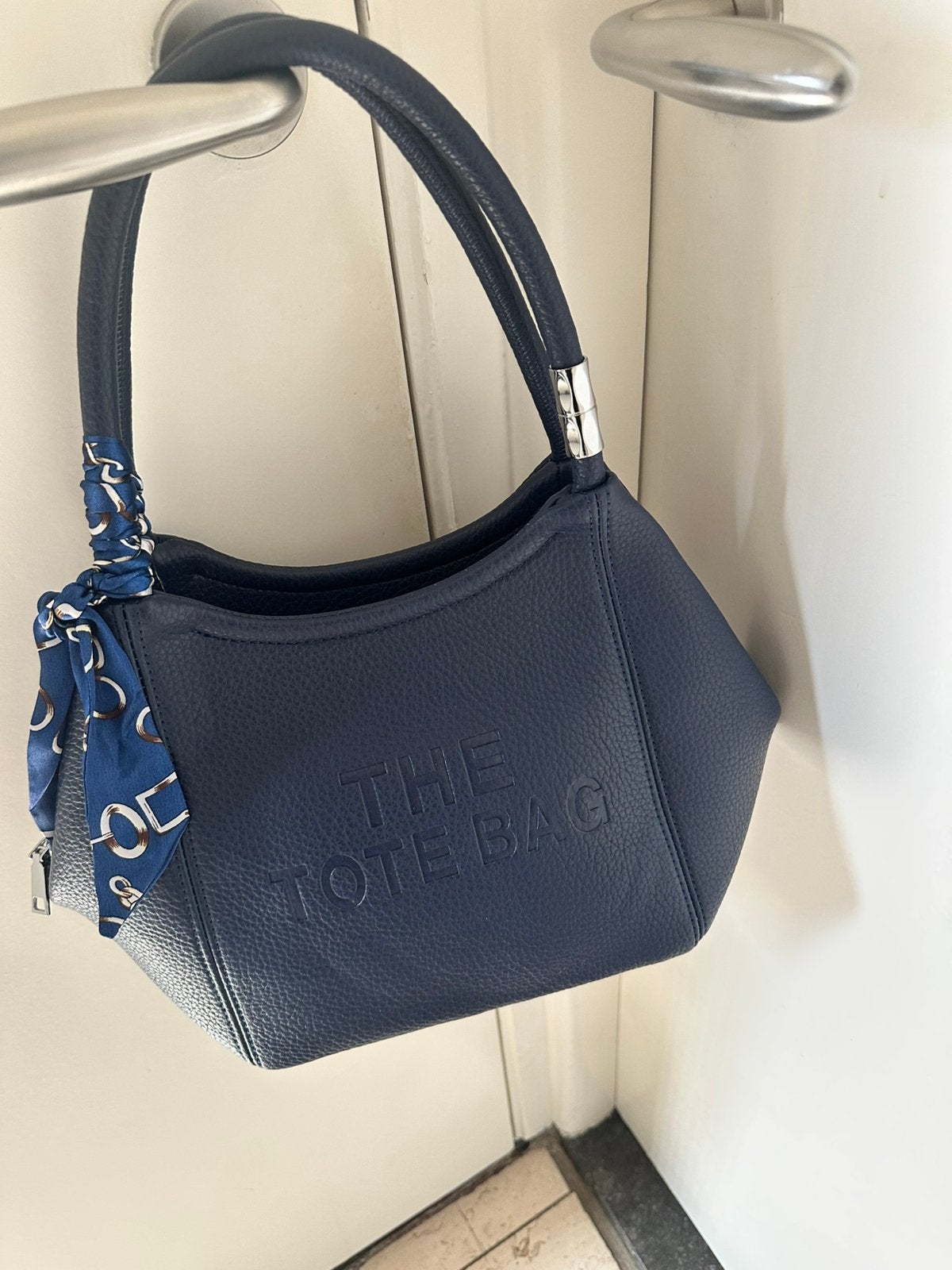 Italiaans blauw leren tas met losse schouderriem, Verzenden, Zo goed als nieuw