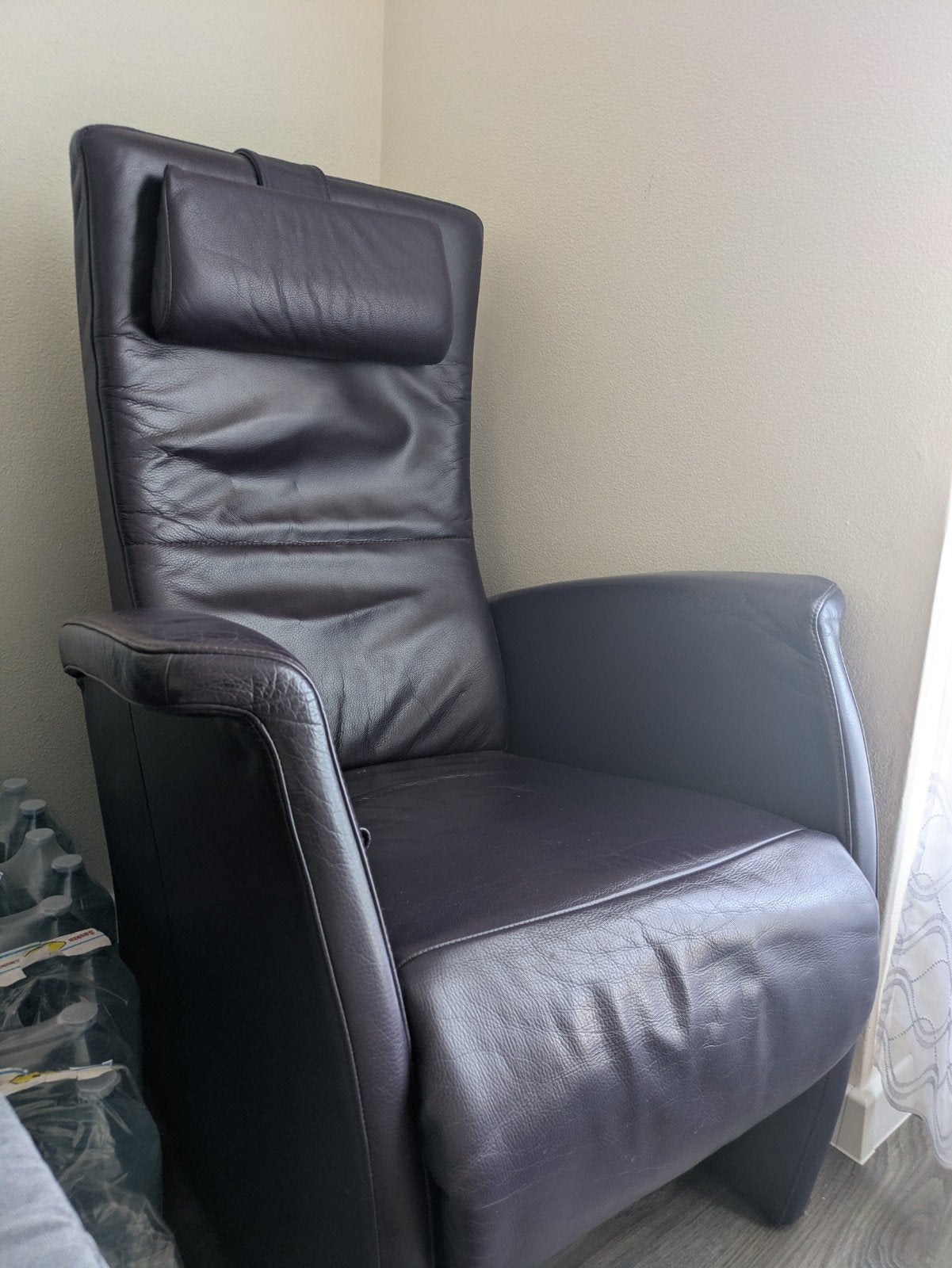 Paars fauteuil stoel, Ophalen, Gebruikt, 50 tot 75 cm, Leer