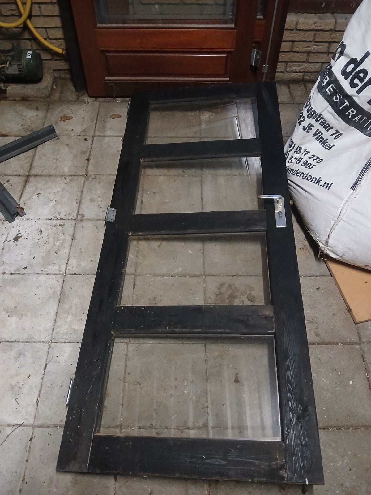 Linksdraaiende stompe tuindeur 82.3x193cm met sleutel, Gebruikt, 80 tot 100 cm, Ophalen of Verzenden, Buitendeur