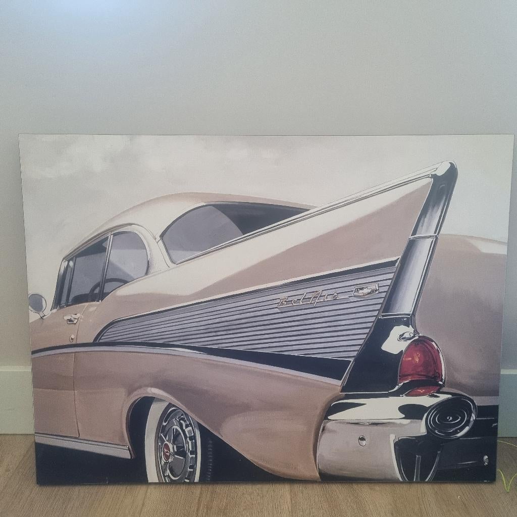 Schilderij/print chevrolet bel air (auto, oldtimer), Ophalen of Verzenden, Gebruikt, Schilderij