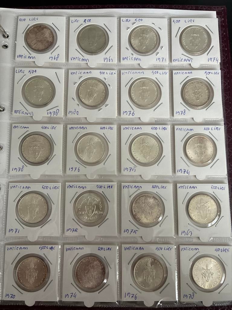 23x 500 lire Vaticaan munten zilver, Ophalen of Verzenden, Overige landen, Zilver