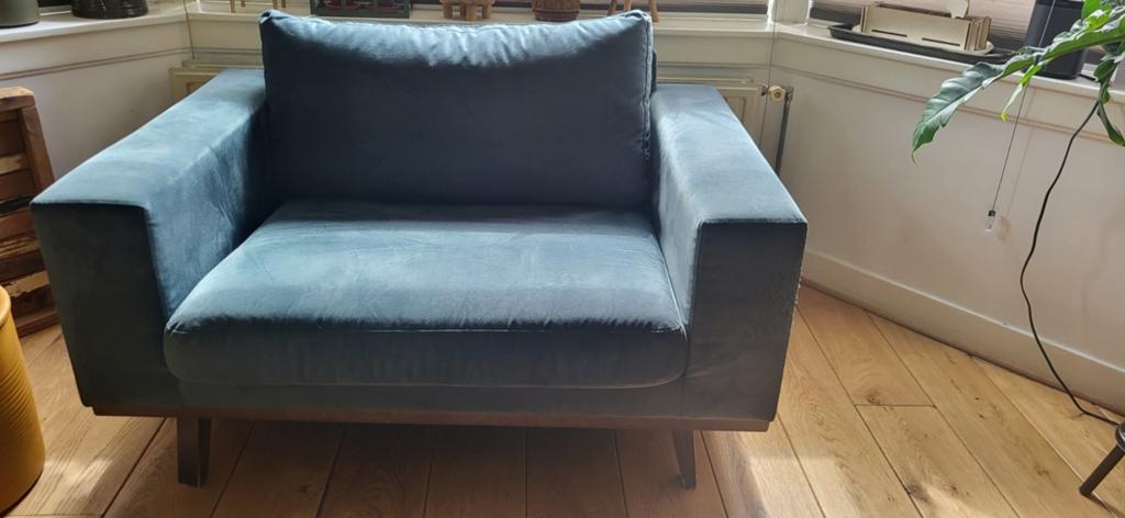 leuke love seat / fauteuil wehkamp, Gebruikt, 75 tot 100 cm, Ophalen of Verzenden, Minder dan 150 cm