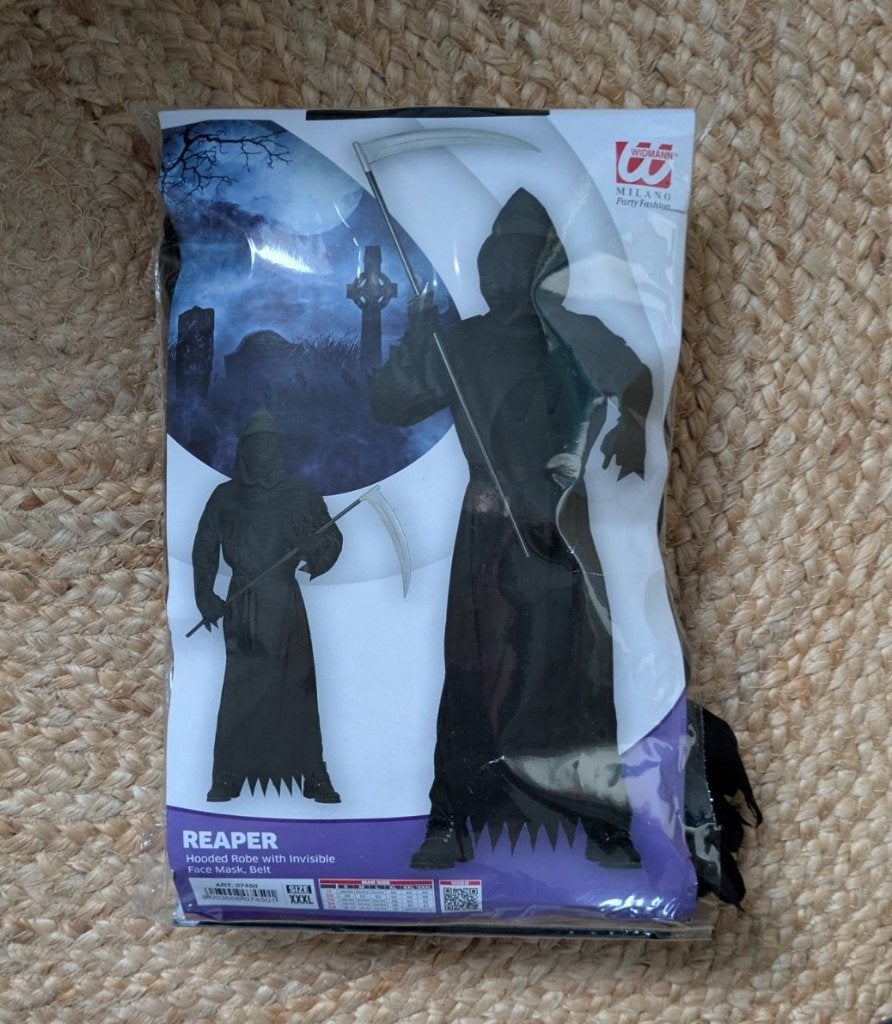 Grim Reaper kostuum + accessoires maat XXXL (Halloween), Maat 46/48 (XL) of groter, Ophalen of Verzenden, Zo goed als nieuw, Halloween