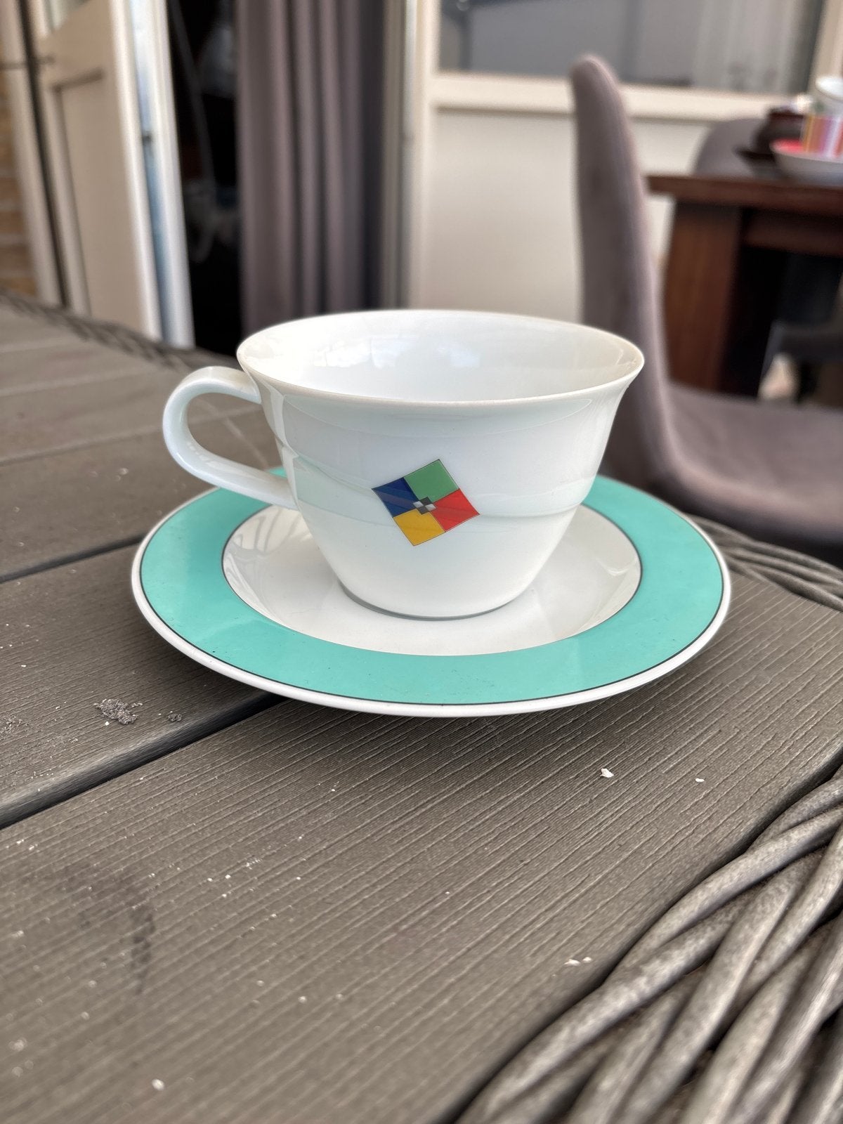 Rosenthal Germany kop en schotel met kleurrijk design, Ophalen of Verzenden