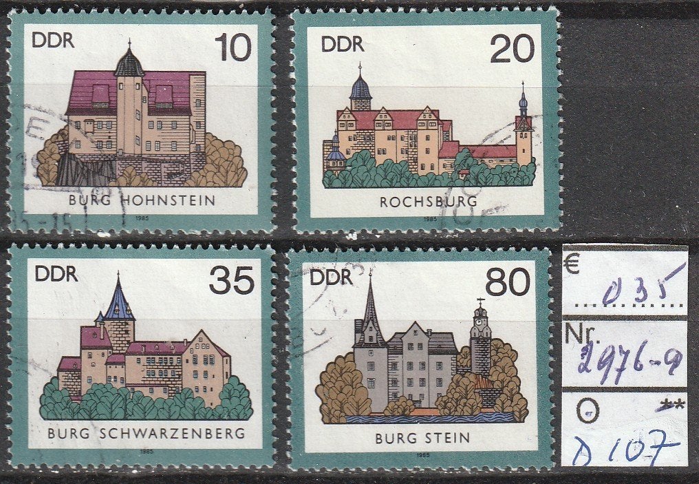 DDR Burcht en Slot Michel 2976-9 Nr.D107g, Verzenden, DDR, Gestempeld