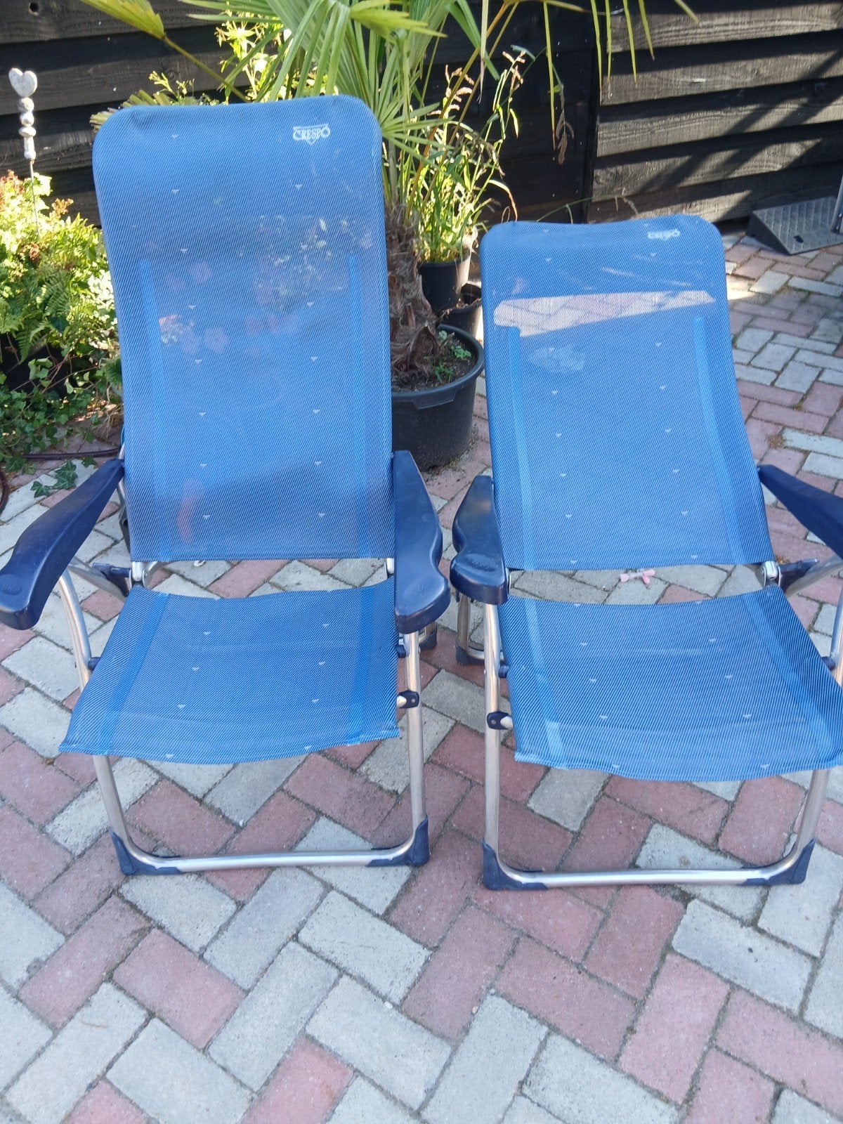 2 Crespo AL 215 campingstoelen - verstelbaar en inklapbaar, Ophalen, Gebruikt, Campingstoel