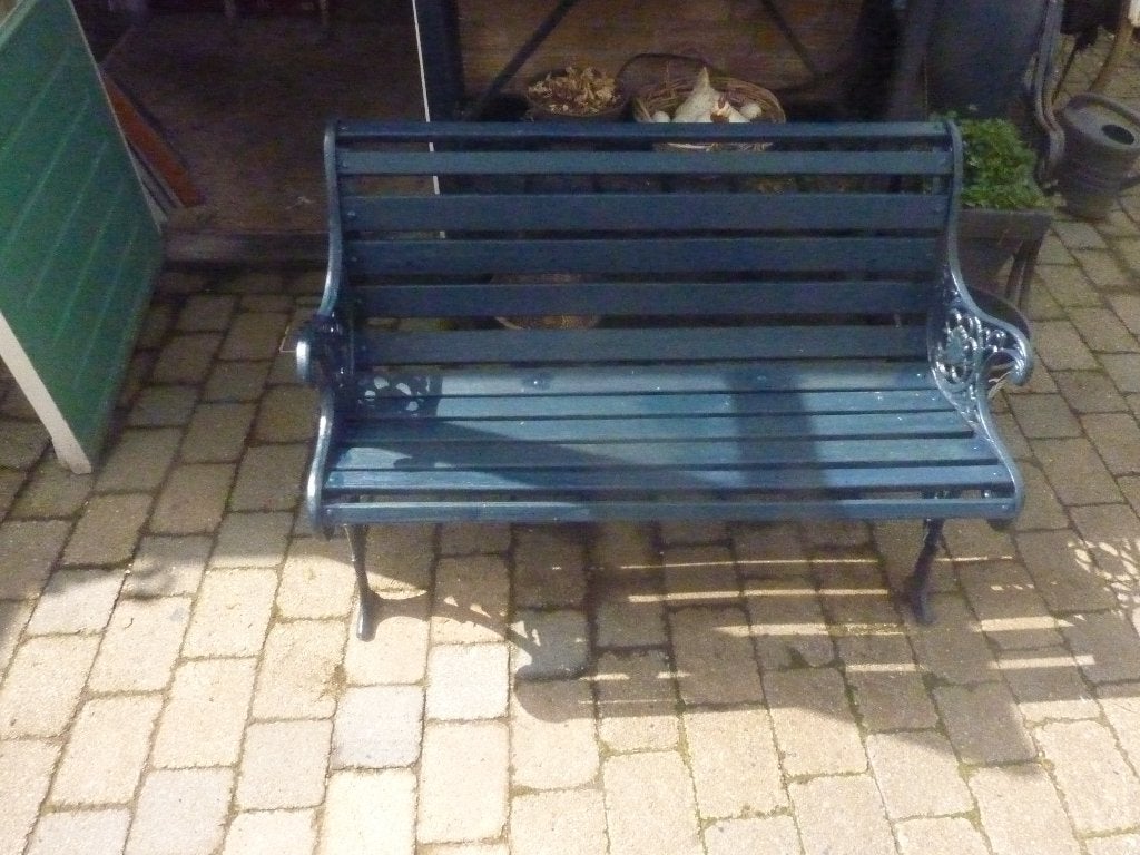 gietijzeren tuinbank met massief eiken latten rot nooit, Tuin en Terras, Ophalen, Gebruikt, Hout