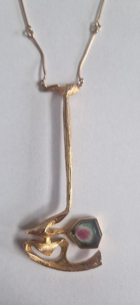 Lapponia Bjorn Weckstrom 14k Gouden Halsketting Toermalijn, Ophalen of Verzenden, Zo goed als nieuw, Goud, Goud