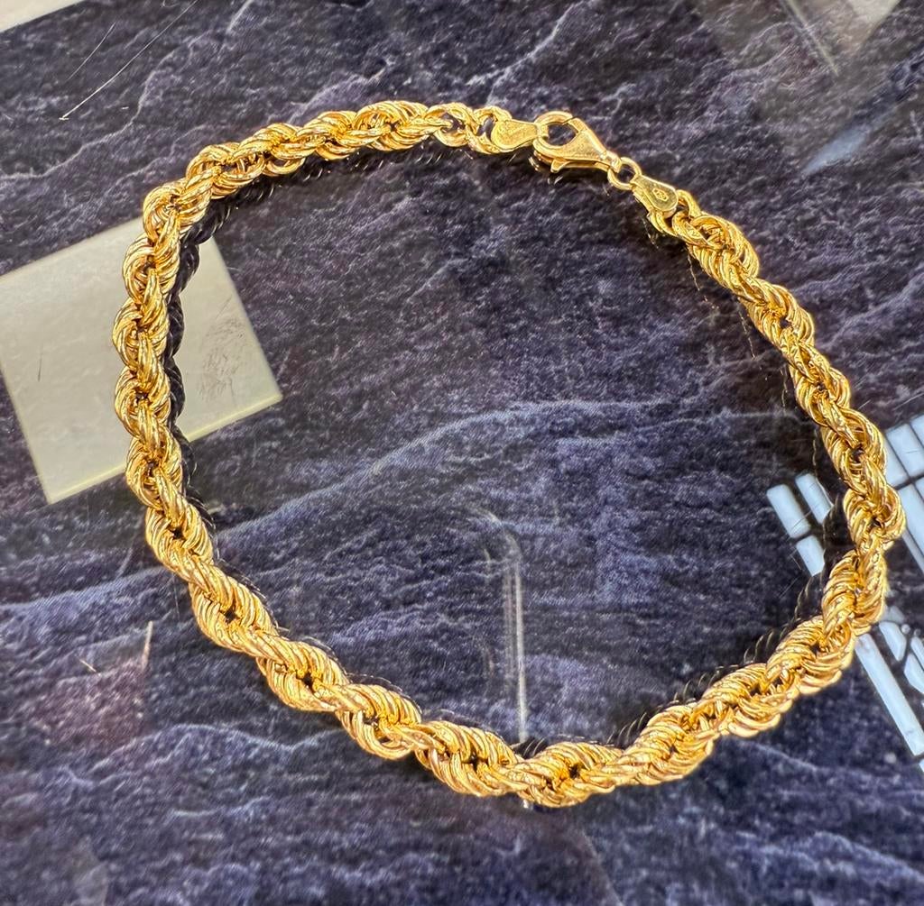 Prachtige 18 karaat gouden rope armband 4.5 gr 23 cm 5.6 mm, Ophalen of Verzenden, Goud