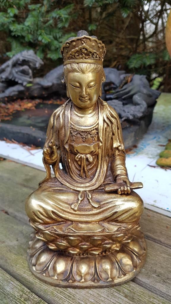 Tibet Antiek Bronzen Kwanyin Beeld, zeer goede gieting, Ophalen of Verzenden