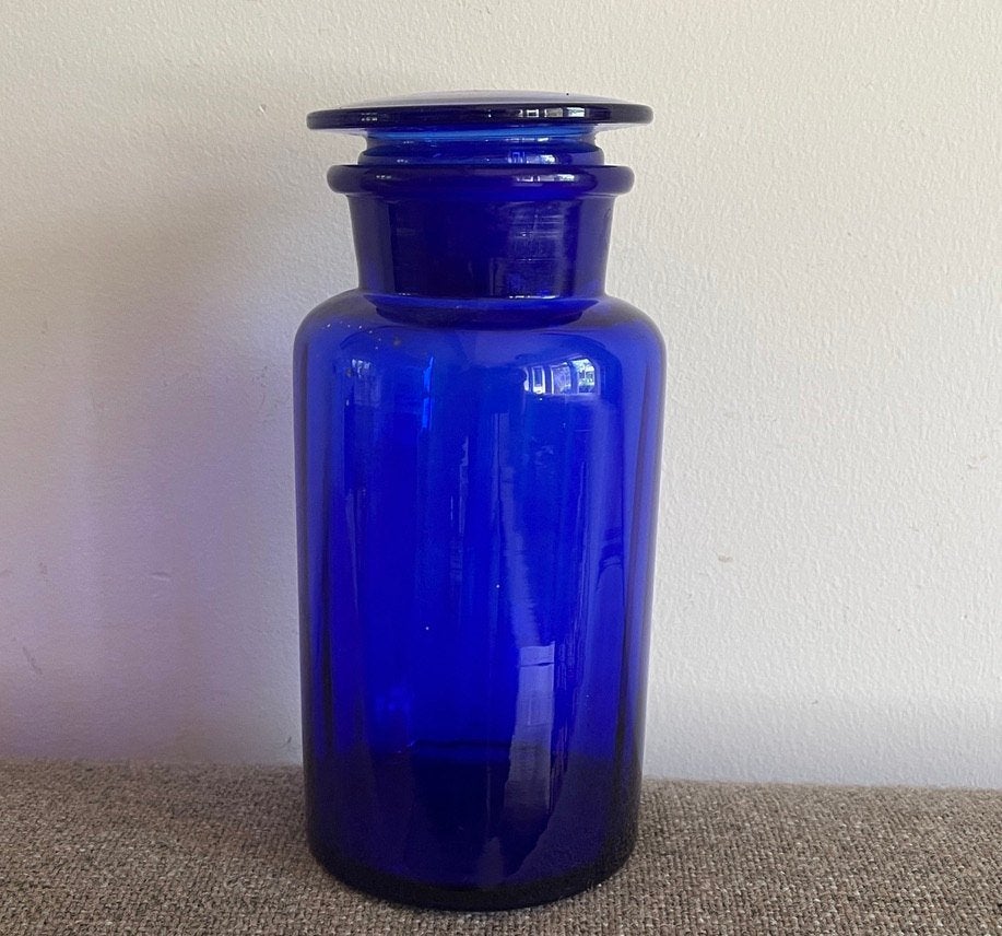 Blauwe oude apothekersfles, Antiek en Kunst, Ophalen of Verzenden