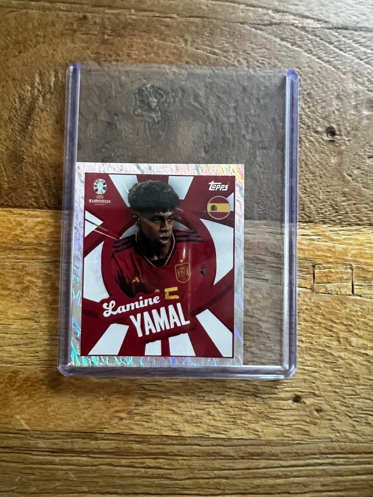 Lamine Yamal Rookie card Refractor Spanje Topps PTW, Ophalen of Verzenden, Zo goed als nieuw, Plaatje