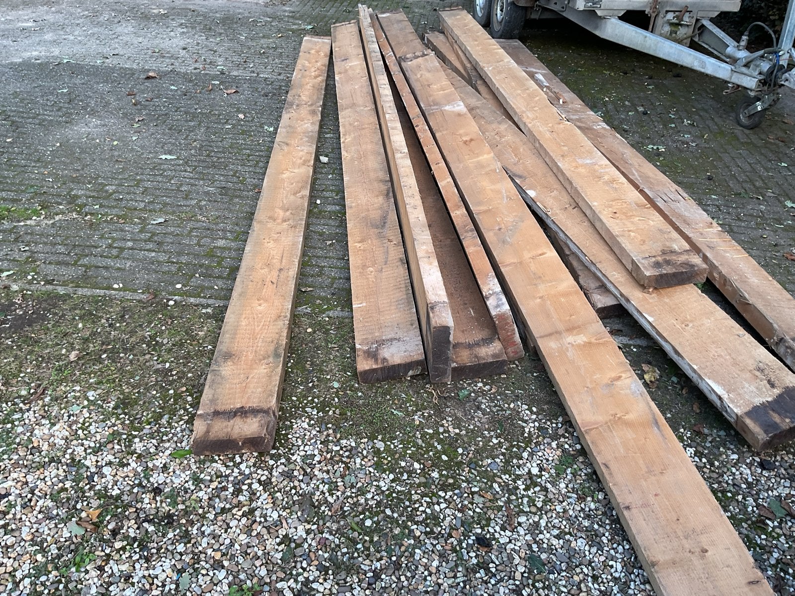 10x Houten Balken 22x6 cm, 4.40m lang, Gebruikt, Ophalen of Verzenden, Balk, Overige houtsoorten