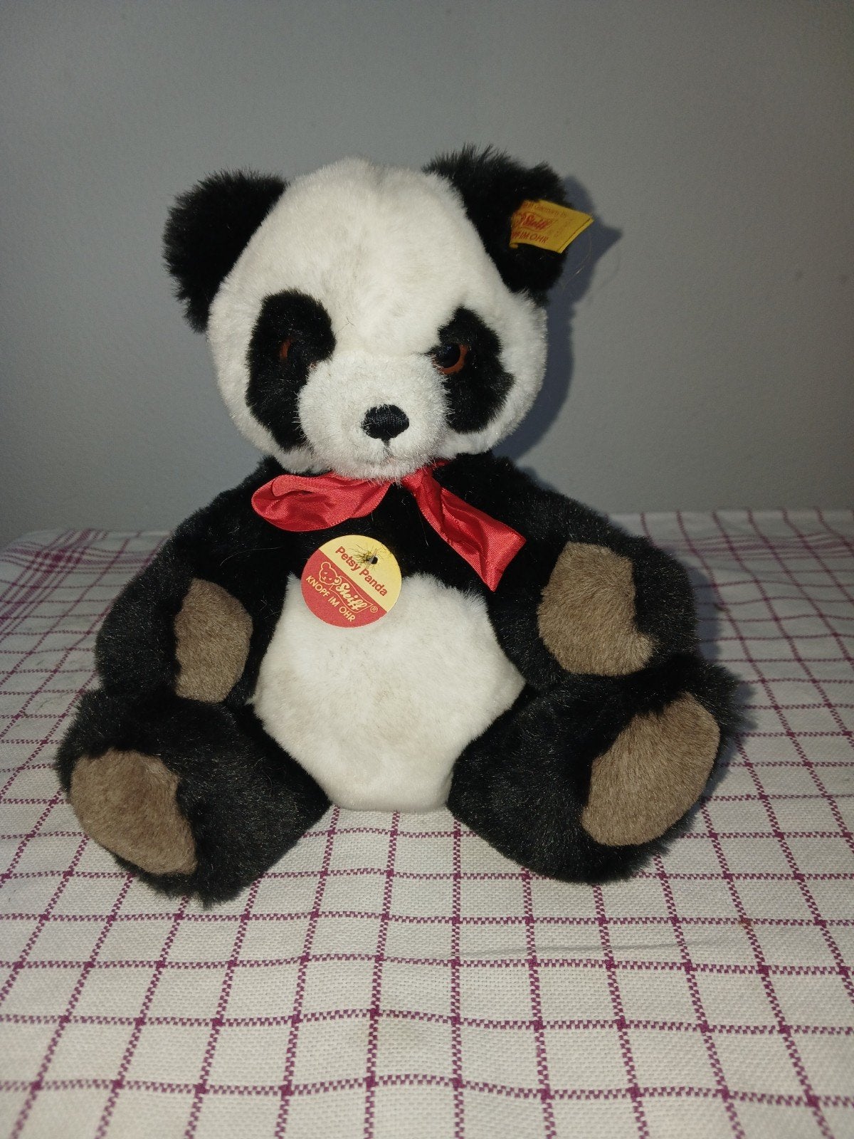 Steiff Petsy Panda knuffel - Zo goed als nieuw, Overige merken, Overige karakters, Overige typen, Zwart