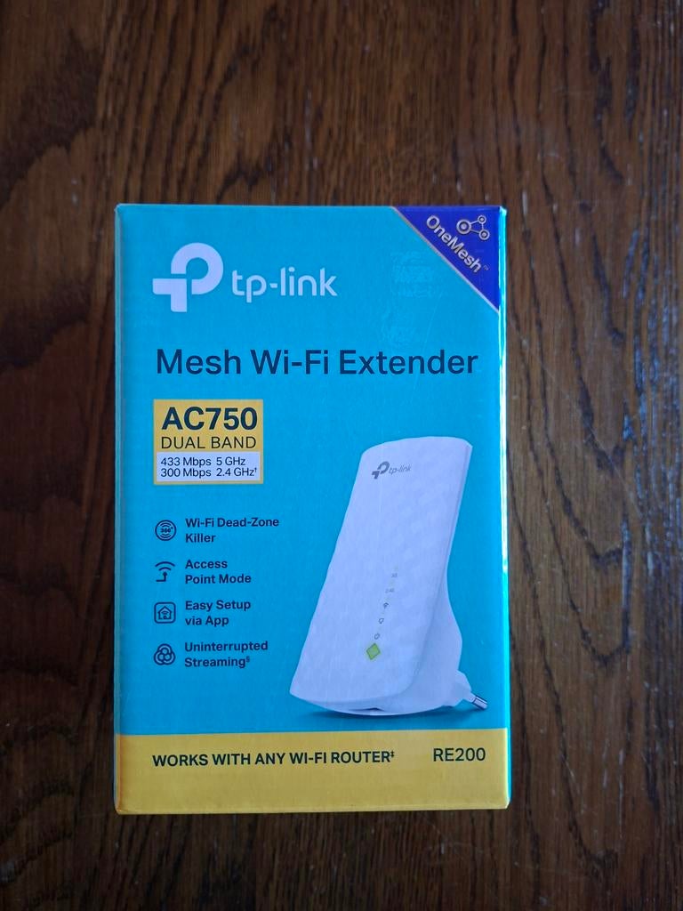 TP-Link AC750 Mesh Wi-Fi Extender RE200 Dual Band, Computers en Software, WiFi-versterkers, Ophalen of Verzenden, Nieuw, TP-Link