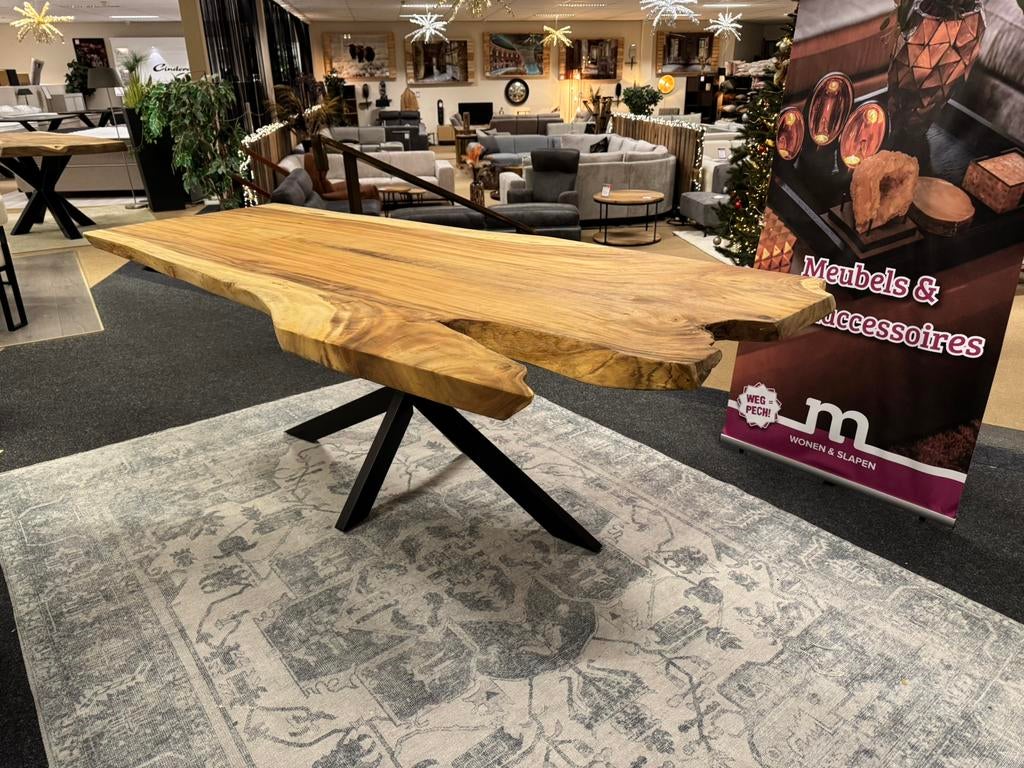 Eettafel/Boom Suar hout 230 spinpoot Direct/leverbaar E-7286, 100 tot 150 cm, #Industrieel#Boomstam#Suarhout#Spinpoot#230, Mwonenenslapen@ziggo.nl