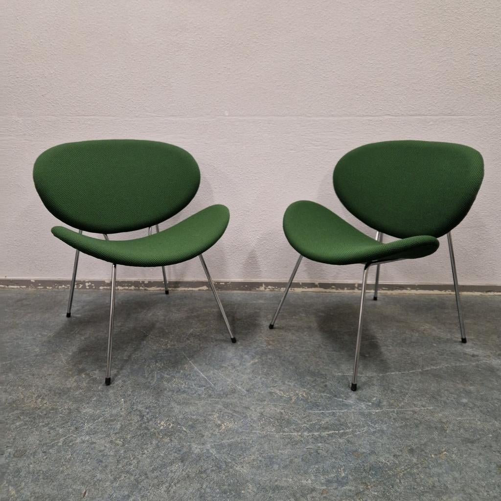 Nieuw bekleed retro Slice chairs 2 groene fauteuils design, Kolibrivintagehal@gmail.com, Twee, Overige kleuren, Aaldertgeertsstraat 43 Olst