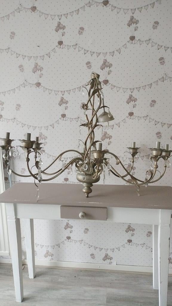 Elegante kroonluchter met kristallen details, Huis en Inrichting, Lampen | Kroonluchters, Ophalen, Gebruikt, Glas, Klassiek