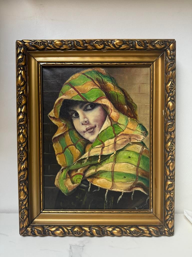 Schilderij zigeunerin 50x40cm gesigneerd, Ophalen of Verzenden