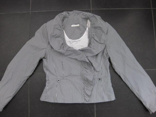 Sophia Pigozzi jasje, zwart-wit ruitje, sjaalkraag, 38, Kleding | Dames, Jasjes, Kostuums en Pakken, Maat 38/40 (M), Sophia pigozzi