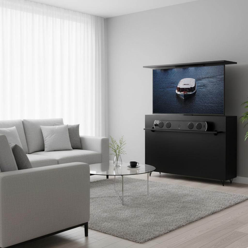 TV lift meubel met soundbar houder (32-75 inch) v.a €1350,-, Huis en Inrichting, Verzenden, Nieuw, 25 tot 50 cm, Minder dan 100 cm