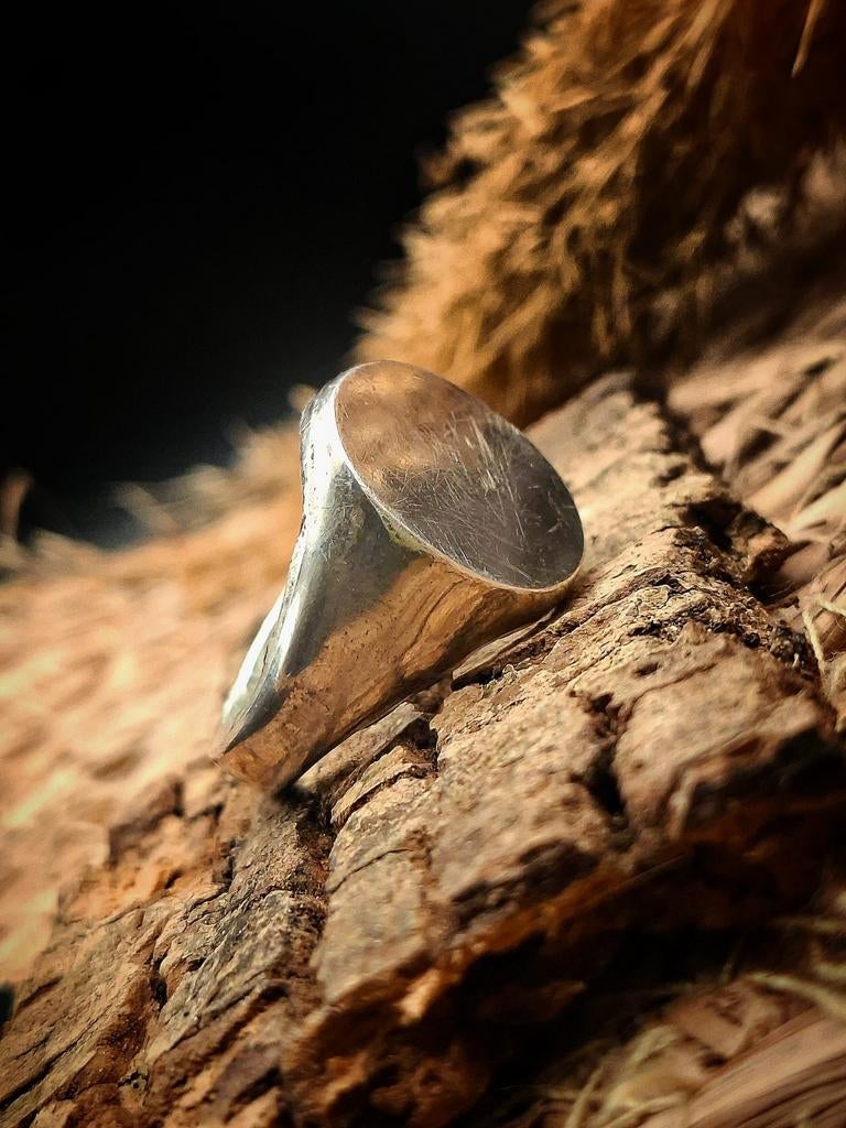 Grote Handgemaakte Zegelring, Sieraden, Tassen en Uiterlijk, Ringen, Gebruikt, Heer, 20 of groter, Zilver, Zilver, Ophalen of Verzenden