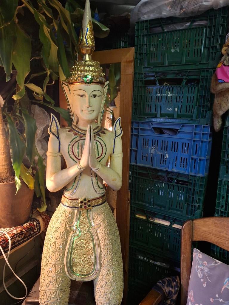 Houten Thaise Tempelwachter Beeld - 120cm, Antiek en Kunst, Kunst | Beelden en Houtsnijwerken, Ophalen