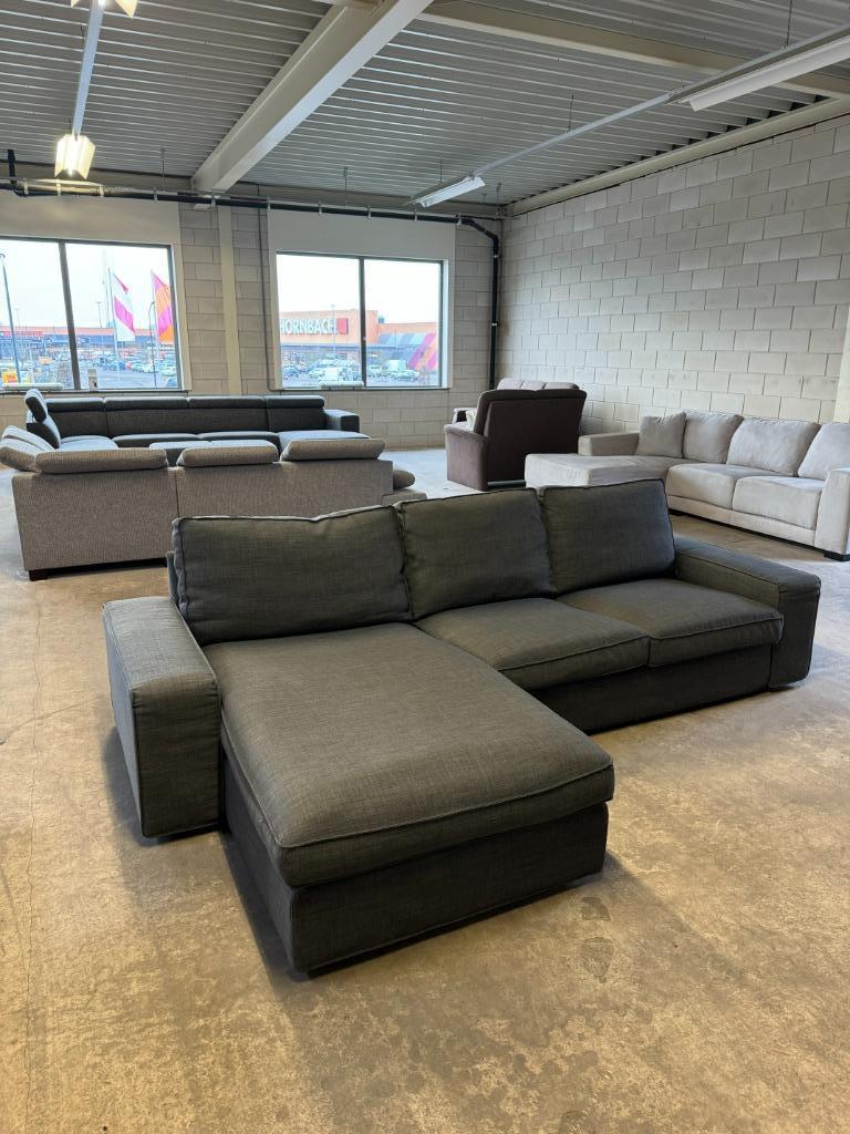 3-zits chaise lounge bank Donkergrijs, Huis en Inrichting, Ophalen, 250 tot 300 cm, Info@secondlife.nl, 75 tot 100 cm