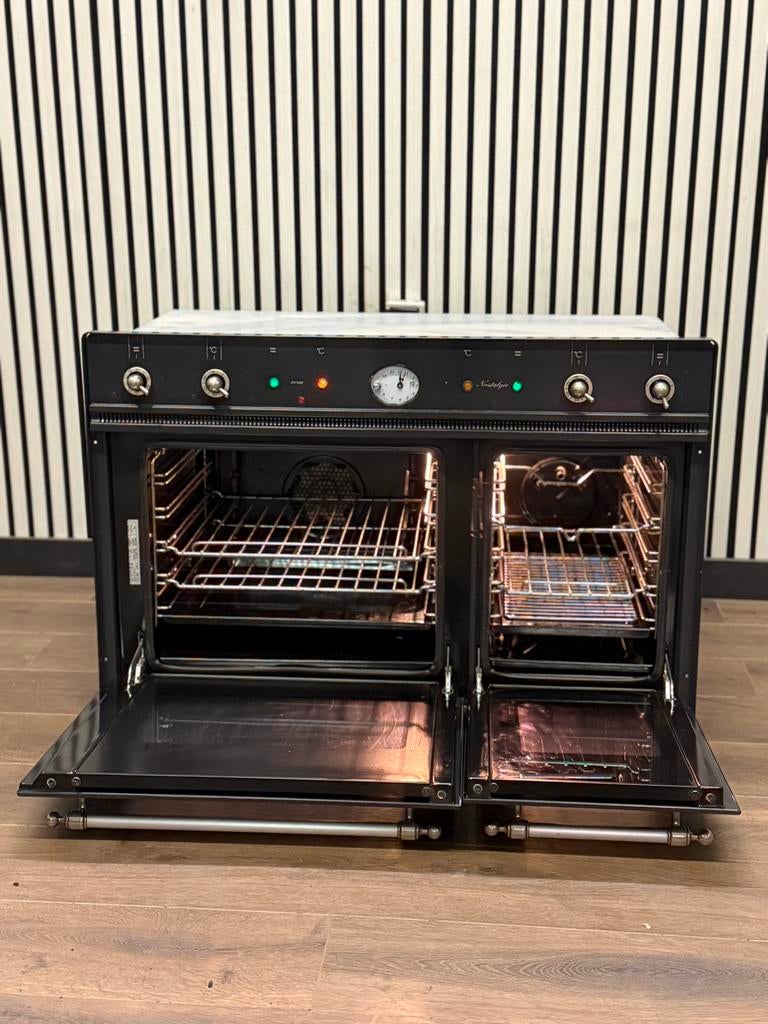 Luxe Boretti inbouwoven antraciet met 2 ovens 90 cm, Witgoed en Apparatuur, Hete lucht, 60 cm of meer, Fornello Esperta, Ophalen of Verzenden
