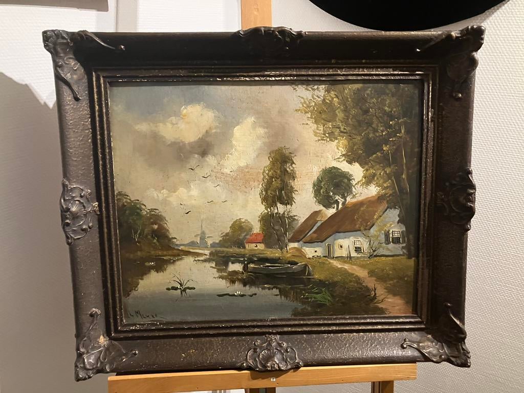 Schilderij olieverf op paneel gesigneerd, Ophalen of Verzenden