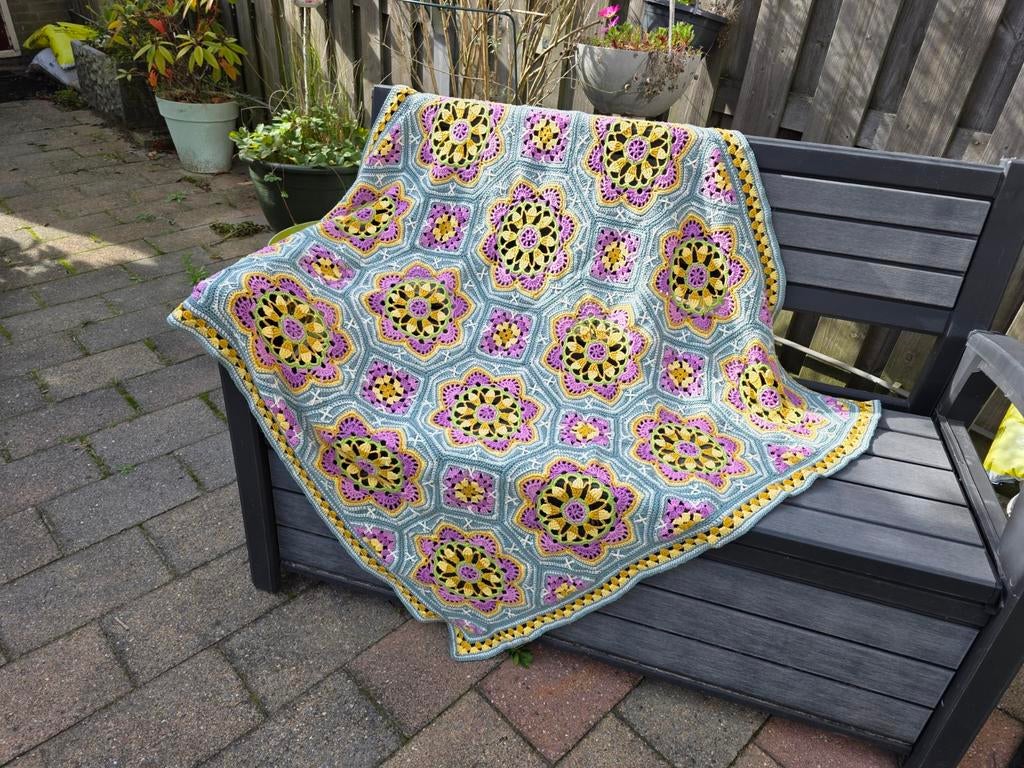 ️Gehaakte deken/plaid Persian tiles. Katoen., Ophalen of Verzenden, Zo goed als nieuw, Haken, Overige typen